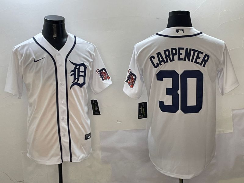 Men Detroit Tigers #30 Carpenter White Game 2025 Nike MLB Jersey style 3111->detroit tigers->MLB Jersey
